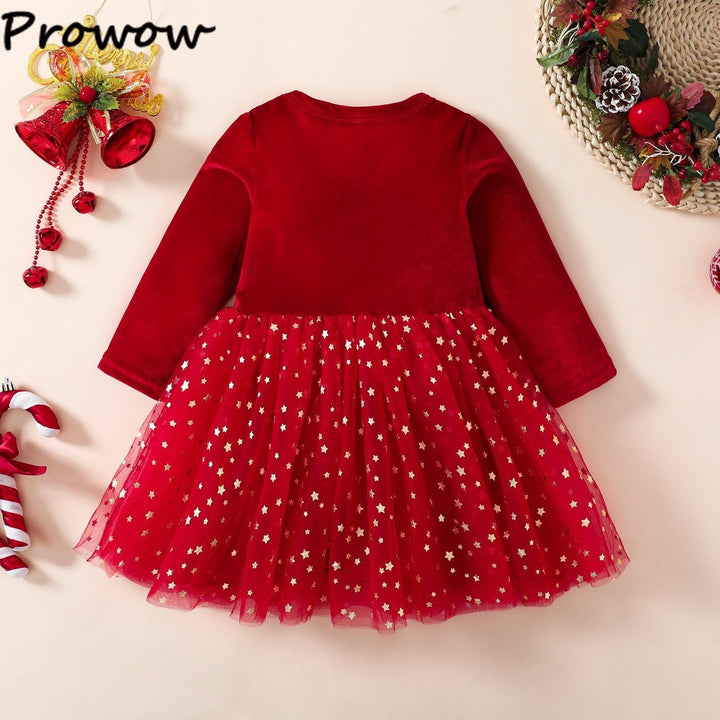 فستان عيد الميلاد  الأحمر منقوش لعمر 1-3 سنوات - متجر بيوتي سنتر