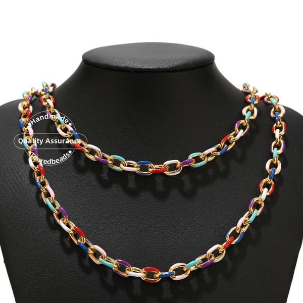 1 متر من الفولاذ المقاوم للصدأ الأبيض الوردي المينا الذهب 8 مللي متر قلادة سوار من 5 ألوان - متجر بيوتي سنتر