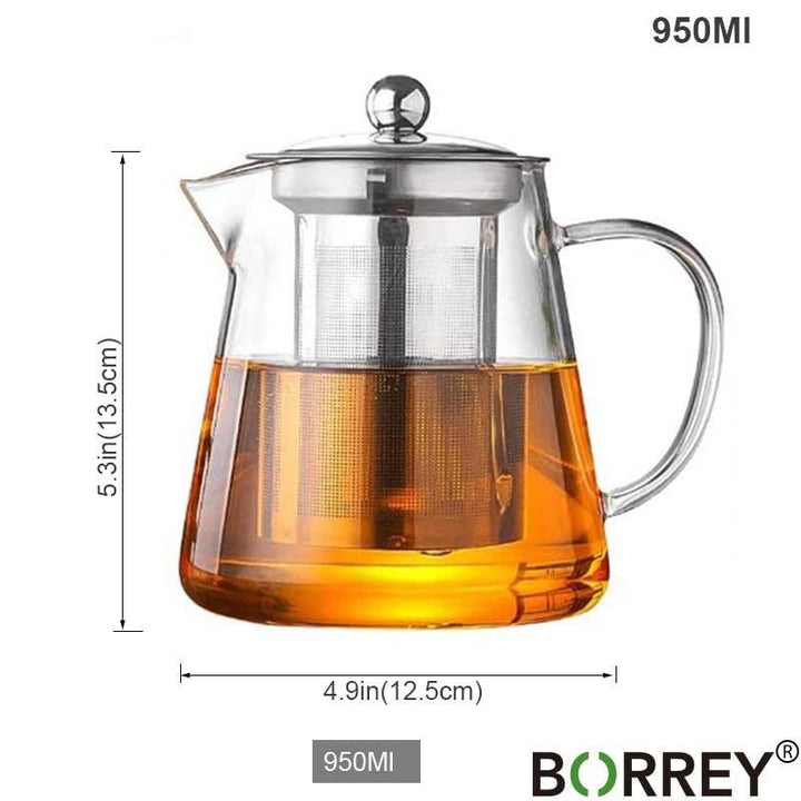 أبريق الشاي زجاجي مقاومة للحرارة لإعداد الشاي والقهوة 1300 مللي - متجر بيوتي سنتر