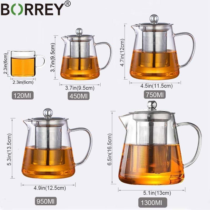 أبريق الشاي زجاجي مقاومة للحرارة لإعداد الشاي والقهوة 1300 مللي - متجر بيوتي سنتر