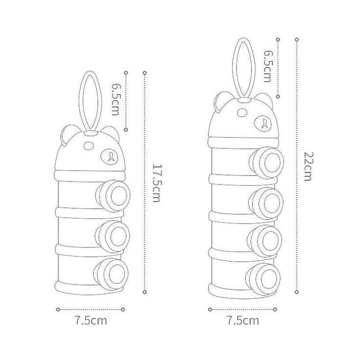صندوق مسحوق حليب الأطفال المحمولة 3/4 طبقات صندوق مكملات طعام سعة كبيرة فتحات متعددة - متجر بيوتي سنتر