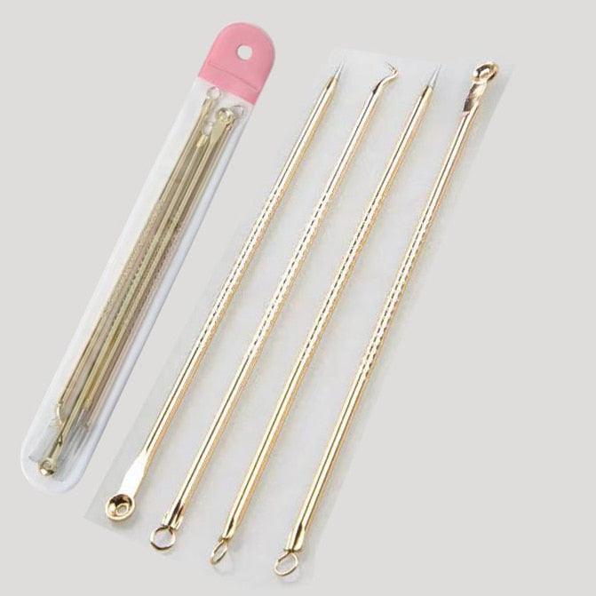 ادوات معدنية 4 قطع للعناية بالبشرة مزيلة للرؤؤس السوداء و البثور و حب الشباب - متجر بيوتي سنتر