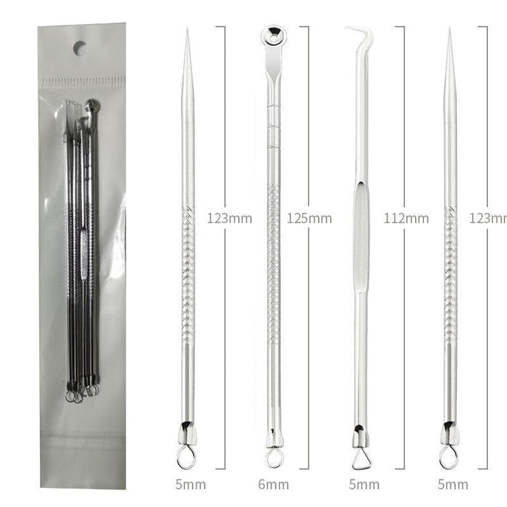 ادوات معدنية 4 قطع للعناية بالبشرة مزيلة للرؤؤس السوداء و البثور و حب الشباب - متجر بيوتي سنتر