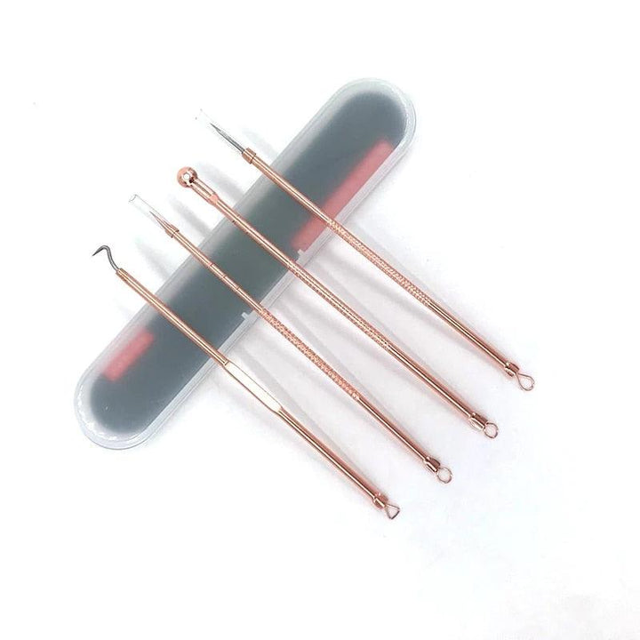 ادوات معدنية 4 قطع للعناية بالبشرة مزيلة للرؤؤس السوداء و البثور و حب الشباب - متجر بيوتي سنتر