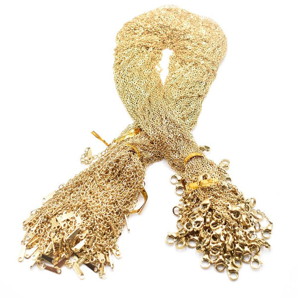 قلادة من الفولاذ المقاوم للصدأ حبل 45 سنتيمتر باللون الذهبي - متجر بيوتي سنتر