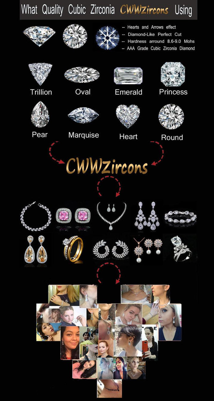 طقم مجوهرات جذاب من الزركونيا المكعبة من CWWZircons - متجر بيوتي سنتر