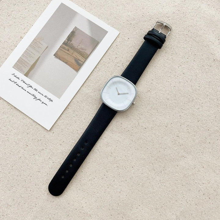 ساعة يد نسائية أنيقة مربعة وبسيطة من الجلد - متجر بيوتي سنتر