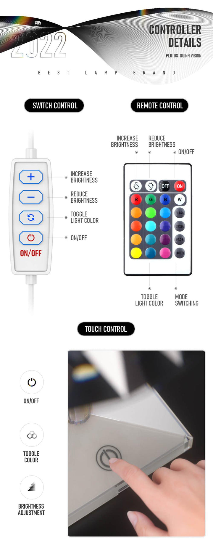 اضواء ليليه كريستال  USB شحن التحكم باللمس - متجر بيوتي سنتر