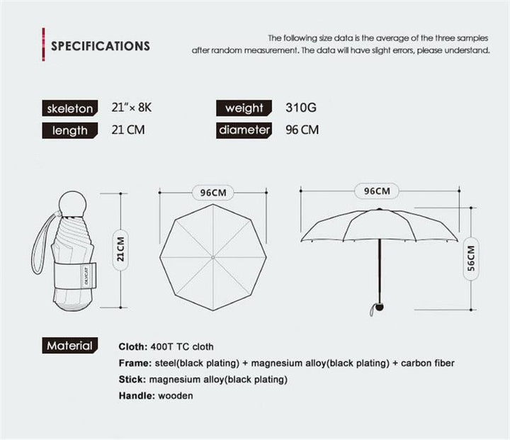 مظلة صغيرة للنساء والرجال مظلة جيب بمقبض من الخشب و قابلة للطي - متجر بيوتي سنتر