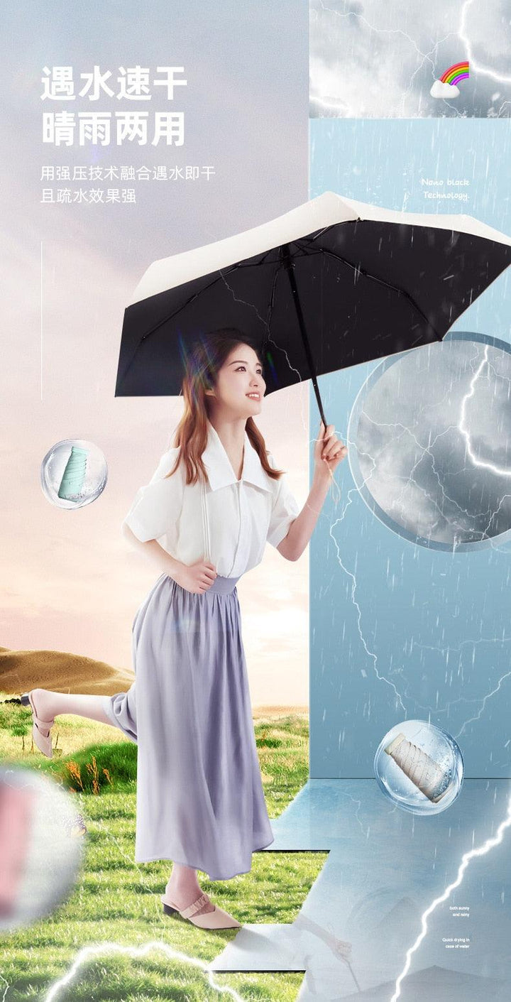 مظلة واقية من الشمس مظلة جيب مصغرة للمطر قابلة للطي  خفيفة الوزن للنساء والرجال - متجر بيوتي سنتر