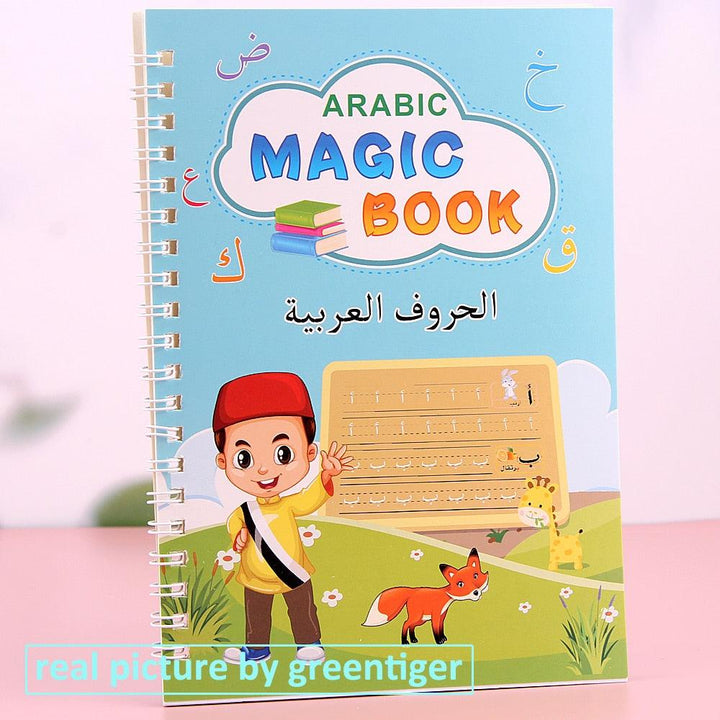 اربعة كتب باللغة الانجليزية و اللغة العربية لإعادة الكتابة للأطفال+قلم سحري - متجر بيوتي سنتر
