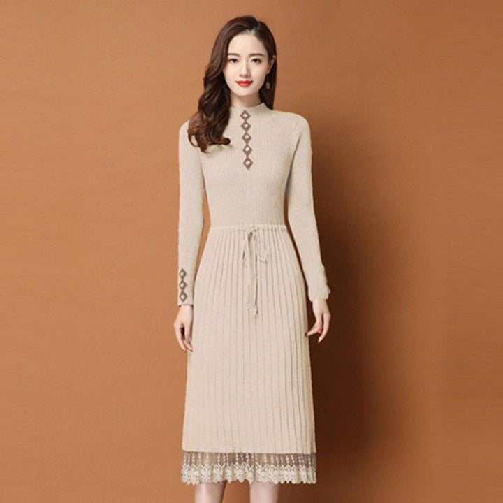فستان مثير على الطراز الكوري باكمام طويلة فضفاض شتوي - متجر بيوتي سنتر