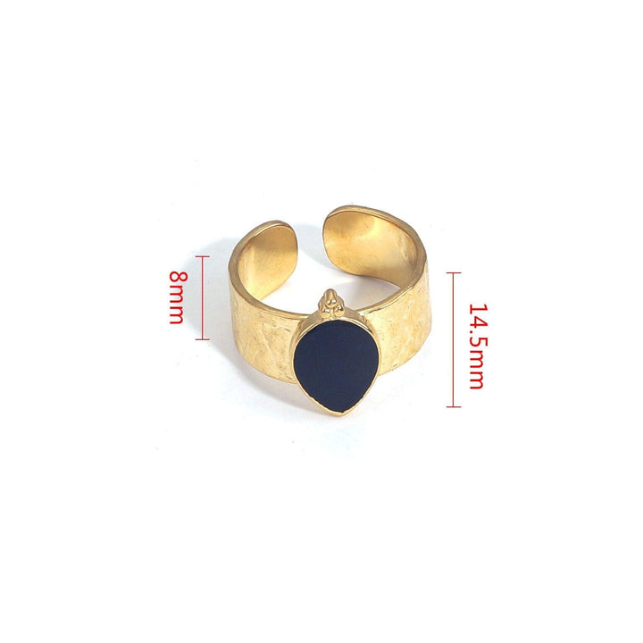 خاتم ستانلس مطلي مقاوم للصدأ , مع حجر الفيروز - متجر بيوتي سنتر