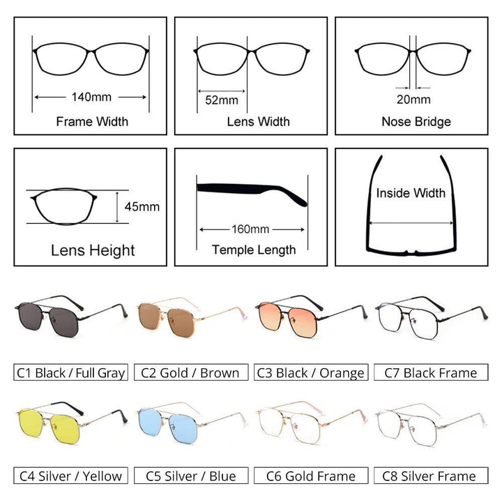نظارات شمسية للنساء والرجال عدسات ملونة إطار معدني - متجر بيوتي سنتر